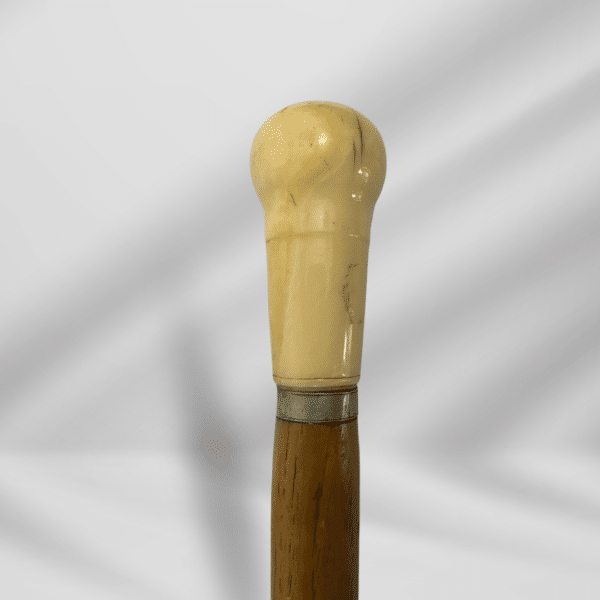 Antique Round Handle Ivory Walking Stick Cane Light Brown For Men