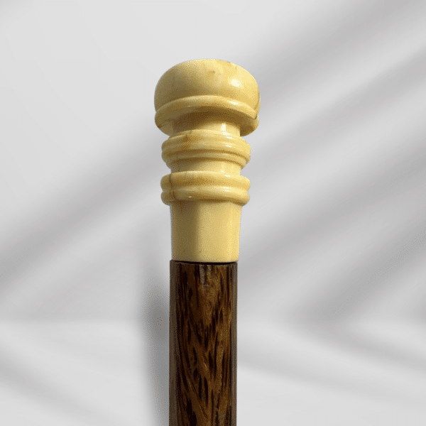 Antique Round Handle Carved Ivory Walking Stick Cane Brown Unisex