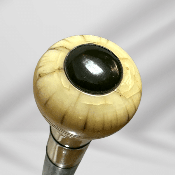 Antique Ivory Eyeball Design Handle Walking Stick Cane Wrist strap Design Dark Brown Color
