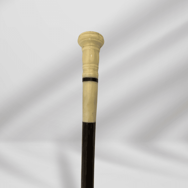 Antique Ivory Knob Handle Walking Stick Cane Dark Brown Color