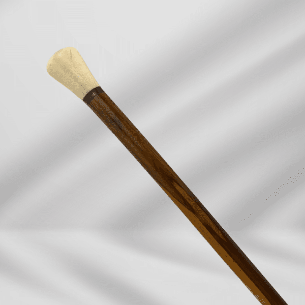 Antique Ivory Knob Handle Walking Stick Cane Wood Finish