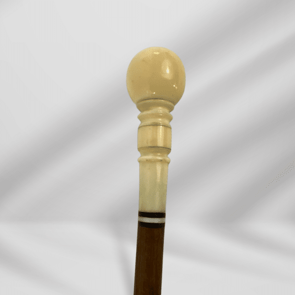 Antique Ivory Knob Handle Mini Walking Stick Cane Wood Finish