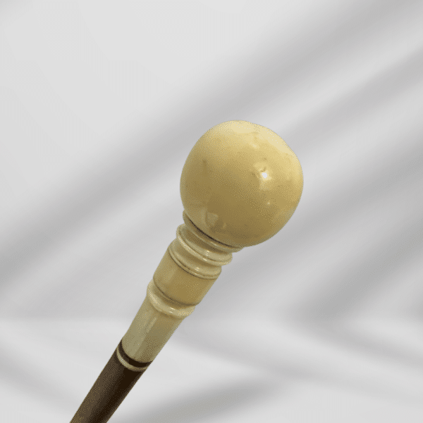 Antique Ivory Knob Handle Mini Walking Stick Cane Wood Finish