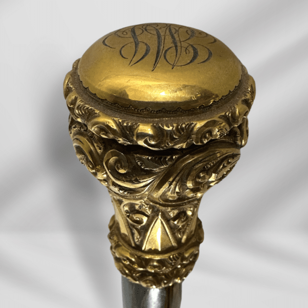 Vintage Brass Head Handle Wooden Walking Stick Cane