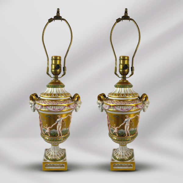Antique German Dresden Circa Early 19th Century Lamps