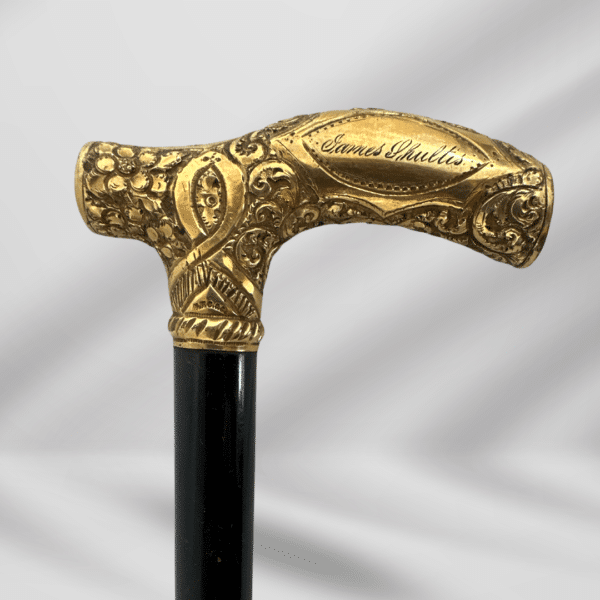 1800th Century Antique Handmade Gold Plated Walking Stick