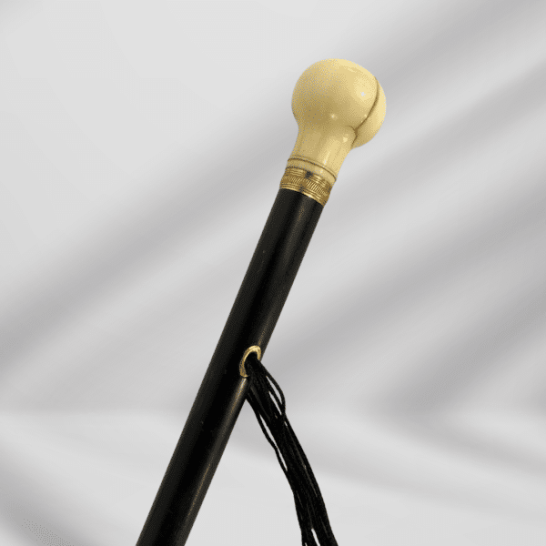 Antique Ivory Gold Plated Accent Walking Stick Cane With String Holder
