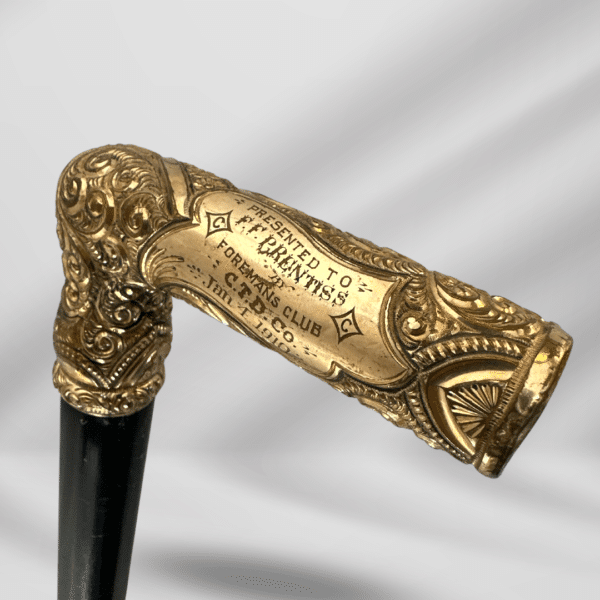 Antique Handmade Gold Plated L Handel Walking Stick Men Year 1910