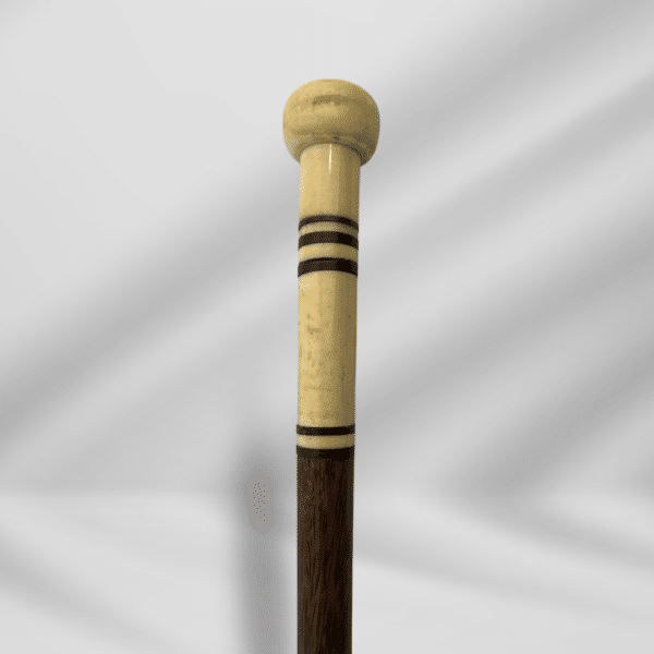Antique Ivory Knob Handle & Ivory Tip Walking Cane Brown Color For Men