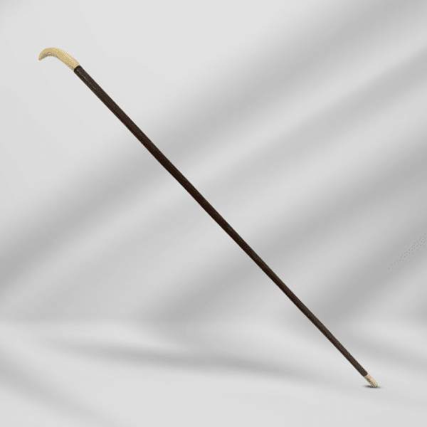 Antique Ivory Knob Handle & Ivory Tip Walking Stick Cane Brown Color 