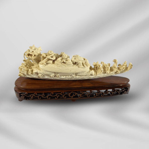 antique carved ivory Chinese dragon boat