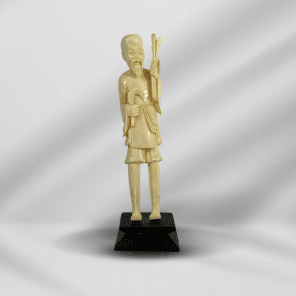 Antique Carved Ivory Chinese Farmer With Wheat & Scythe
