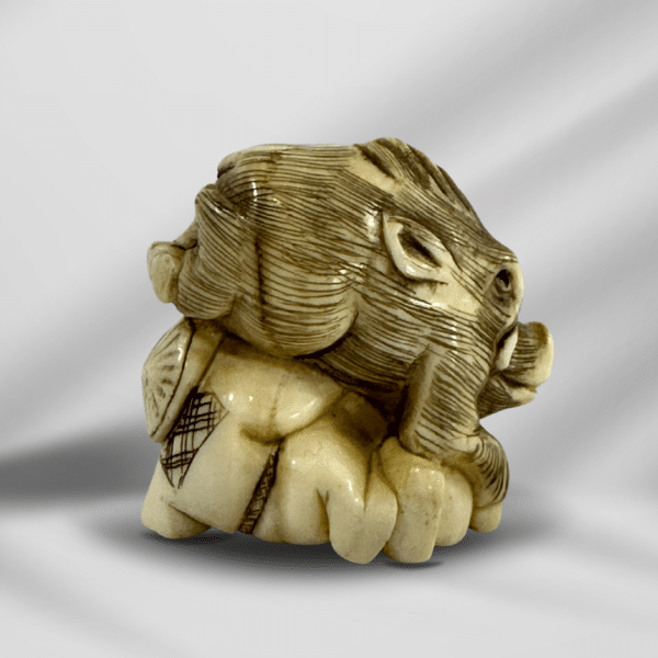 Antique Chinese Carved Ivory Man & Hog