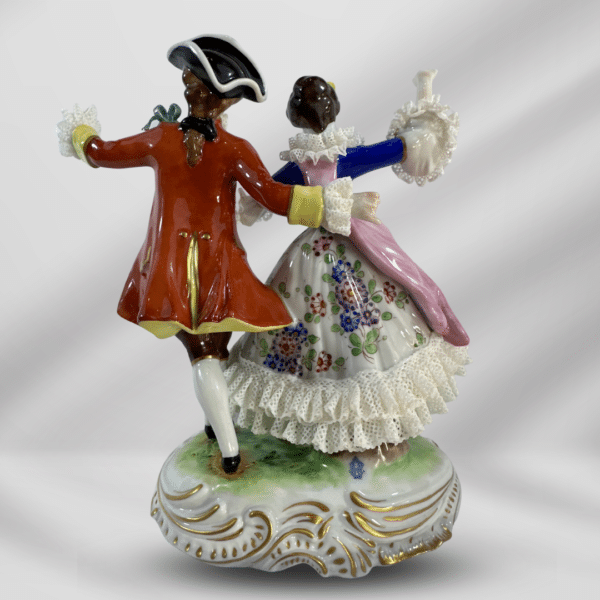 Vintage Hand Painted Porcelain Statue Of Dancing British Couple