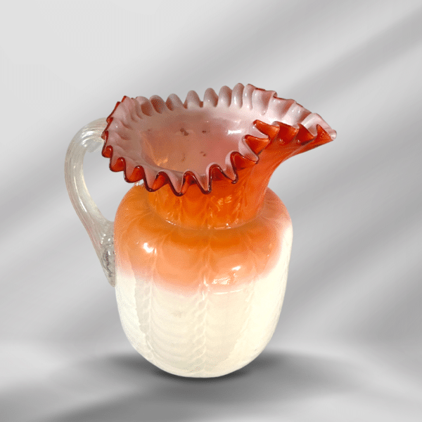 Vintage Hand Blown Glass Peachy Ombre Pitcher