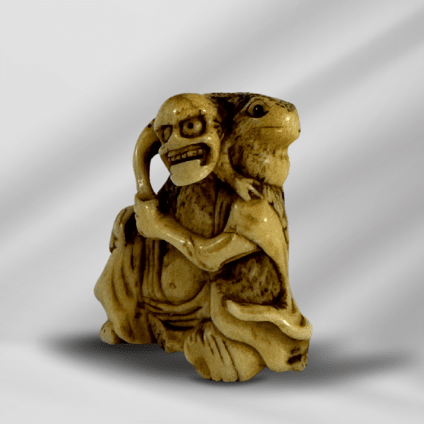 Antique Carved Ivory Wizard with Frog