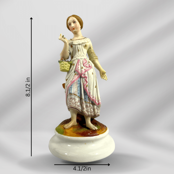 Vintage Hand painted Porcelain Woman With Flower Basket