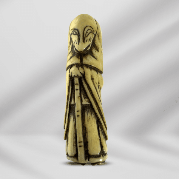 Antique Handcraft Craved Ivory Monk With Animal Face