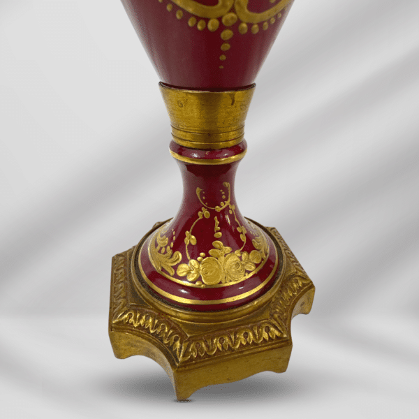 Beautiful Antique Sevres Porcelain Decorative Burgundy With Gold Accent Vase Made In France