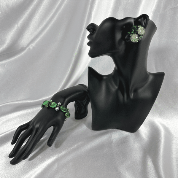 Antique Bracelet & Earrings Vintage Regency Bracelet & Earrings Green Crystal