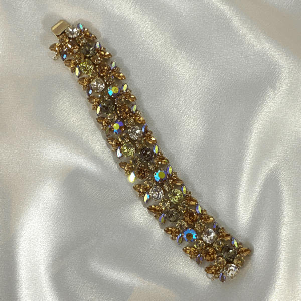 Fashion Jewelry Vintage Stunning Multi Color Gemstone Marked Sherman Bracelet