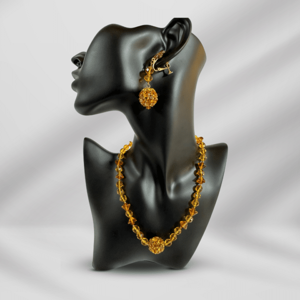 Fashion Unique Jewelry Set, Stunning Vintage Citrine & Topaz Gemstone Haskell Necklace & Earring Set