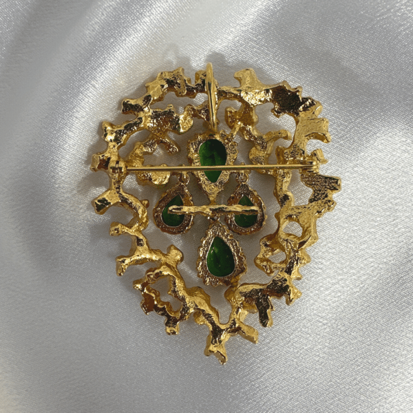 Fashion Jewelry Stylish Brooch Vintage Green Gemstone Panetta Brooch
