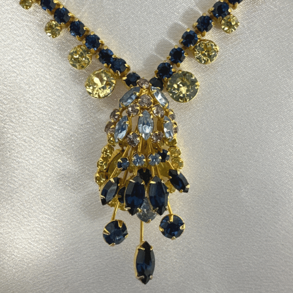 Fashion Jewelry Stylish Necklace Vintage Multi Drop Style Alva Necklace Cobalt blue Gem stone yellow Light Purple Light Blue Gemstone