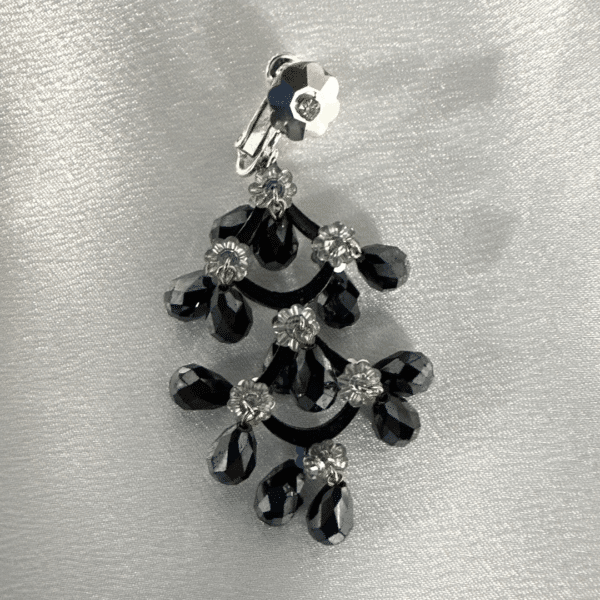 Fashion Jewelry Stylish Earrings Stunning Vintage Chandlier Earrings Black Gemstone Clear Crystal