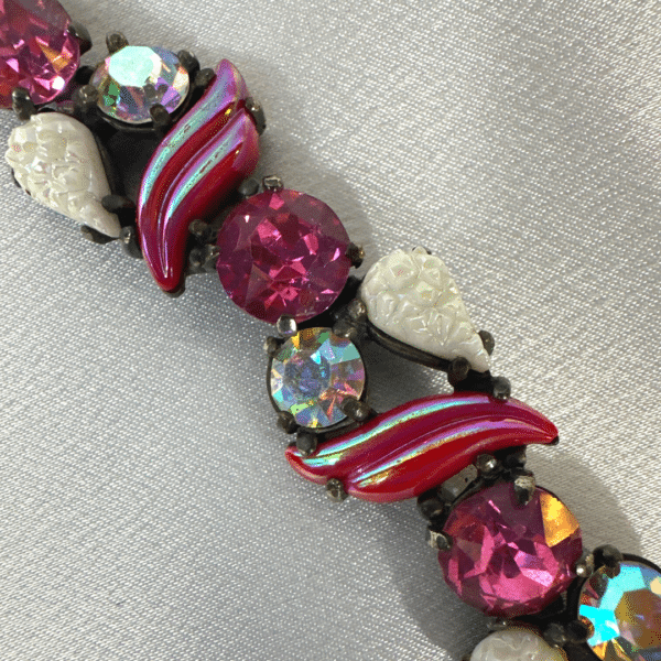 Fashion Jewelry Elegant Vintage Schiaparelli Multi Color Crystal Set Of Bracelet & Earrings