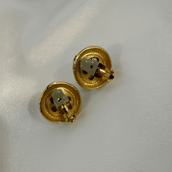 Antique Earring Vintage Black Pearl White Enamel Earring