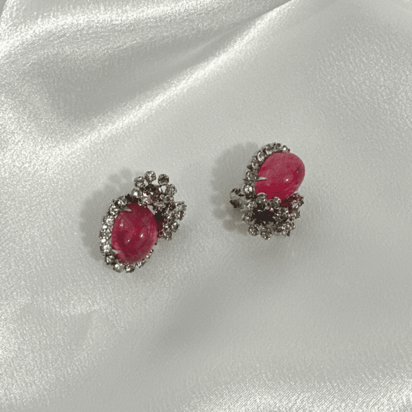 Antique Earring Vintage Carnegie Earring Pink Crystal
