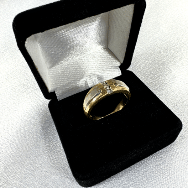 14K Gold With White Gold Accent & Diamonds Ring For Men