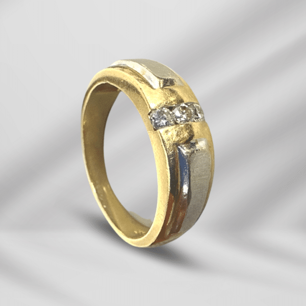 14K Gold With White Gold Accent & Diamonds Ring For Men