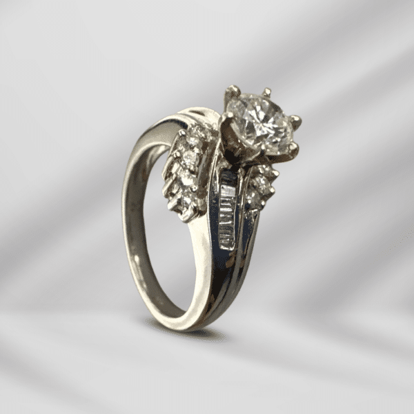 Elegant 14K Gold Ring With Large Diamond For Women