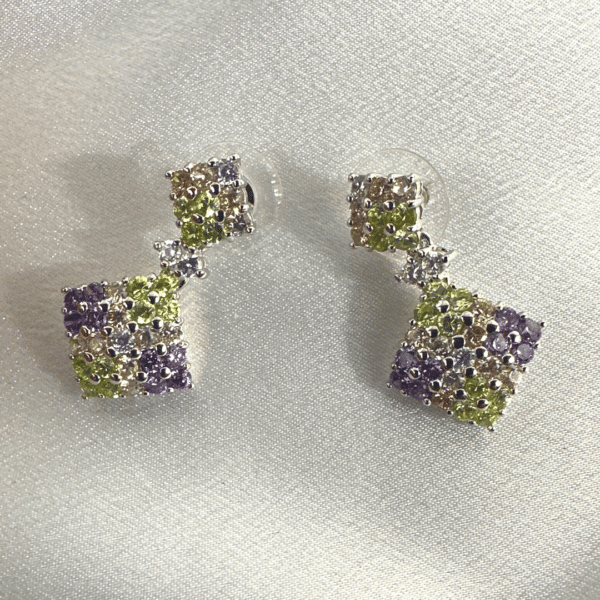 S. Somers Vintage Multi Color Crystal Beautiful Earrings