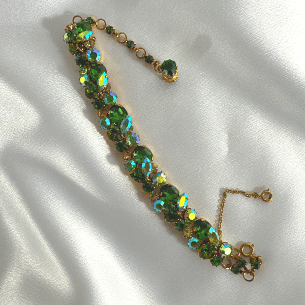 Antique Stylish Bracelet Vintage Austria 3D Green Crystal Bracelet