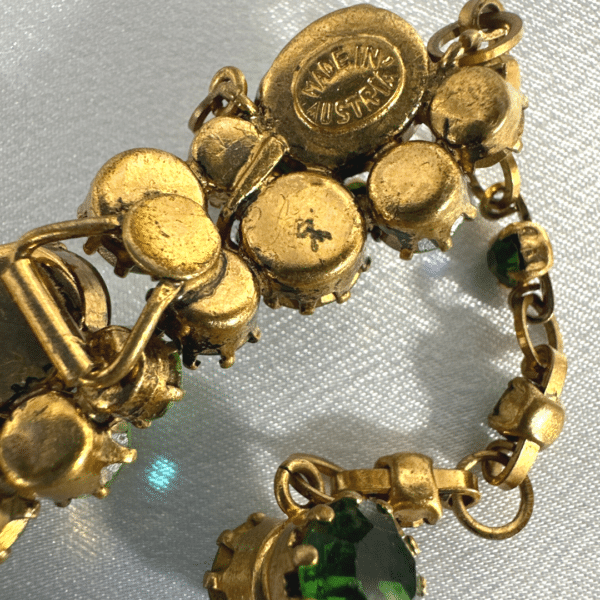 Antique Stylish Bracelet Vintage Austria 3D Green Crystal Bracelet