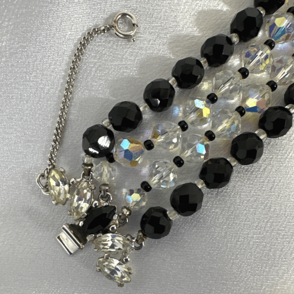 Fashion Jewelry Stylish Bracelet Vintage Black Gemstone & Clear Crystal Bracelet