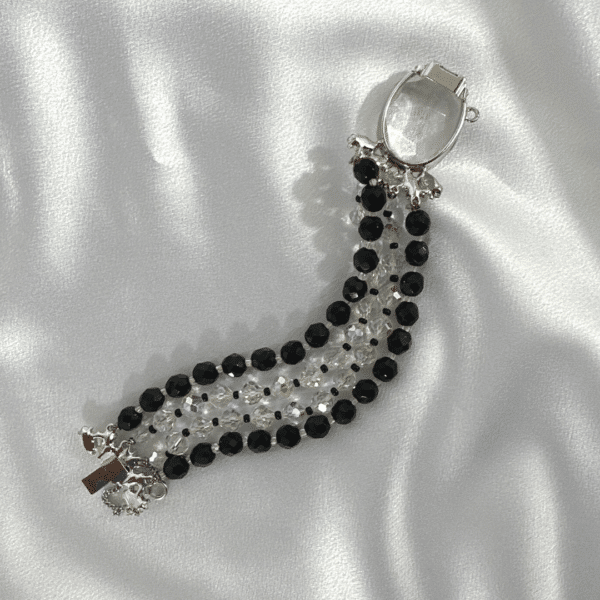 Fashion Jewelry Stylish Bracelet Vintage Black Gemstone & Clear Crystal Bracelet