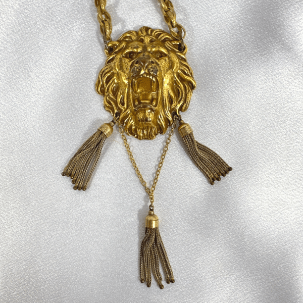 Vintage Signed Miriam Haskell Lion Necklace