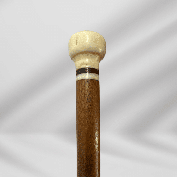 Antique Vintage Ivory Knob Handle Skinny Walking Stick Cane Brown Color