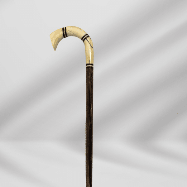 Antique Vintage Ivory U Handle Walking Stick Cane Brown For Men
