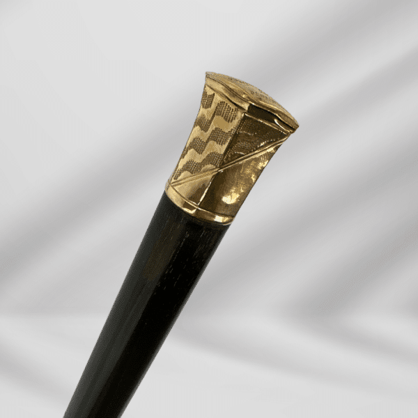 Antique Carved Gold Plate Knob Handle Best Vintage Walking Stick Cane Black