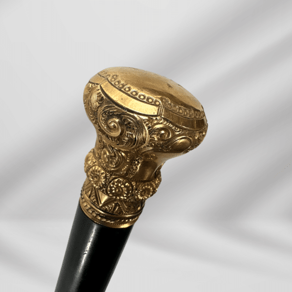 Best Elegant Antique Carved Gold Plate Knob Handle Unique Walking Stick Cane Black