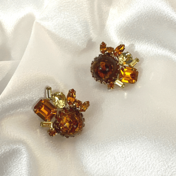 Antique Earring Vintage Ann Vein Confetti Earrings Gold Crystal