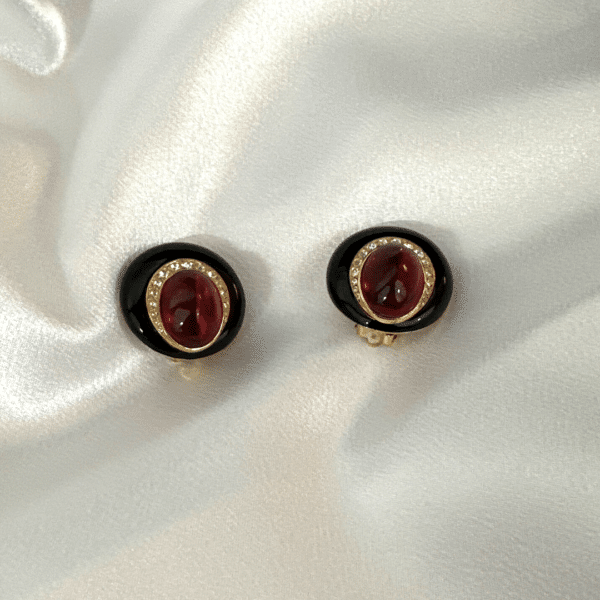 Antique Earring Vintage Ciner Earrings Red Crystal
