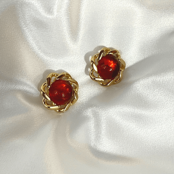 Antique Earring Vintage Ciner Earrings Orange Crystal