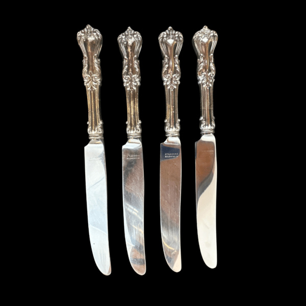 Reed & Barton Antique Sterling Mirror Stele Dinner Knives Set Of Four