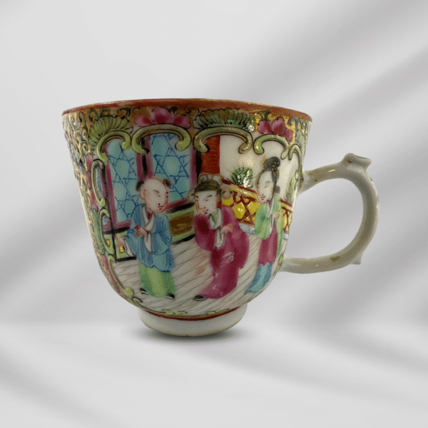 Antique Art Hand Painting Rose Medallion Chinese Porcelain Coffee Tea Cup